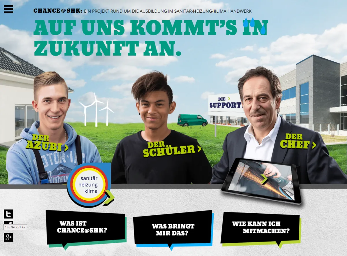 Neue Website für Chance@SHK-Handwerk