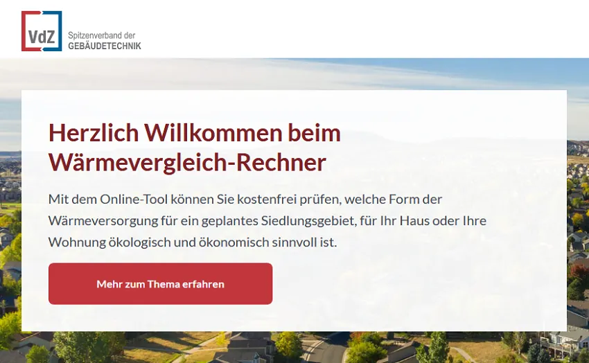 VdZ: Online-Wärmevergleich-Rechner