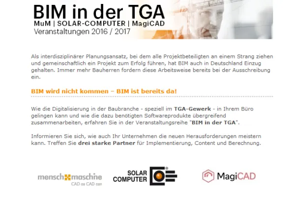 MuM | Solar-Computer | MagiCAD: Veranstaltung „BIM in der TGA“