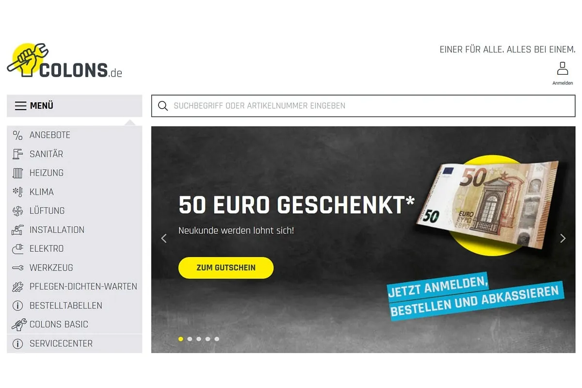 Colons.de: 50 Euro-Gutschein für Neukunden
