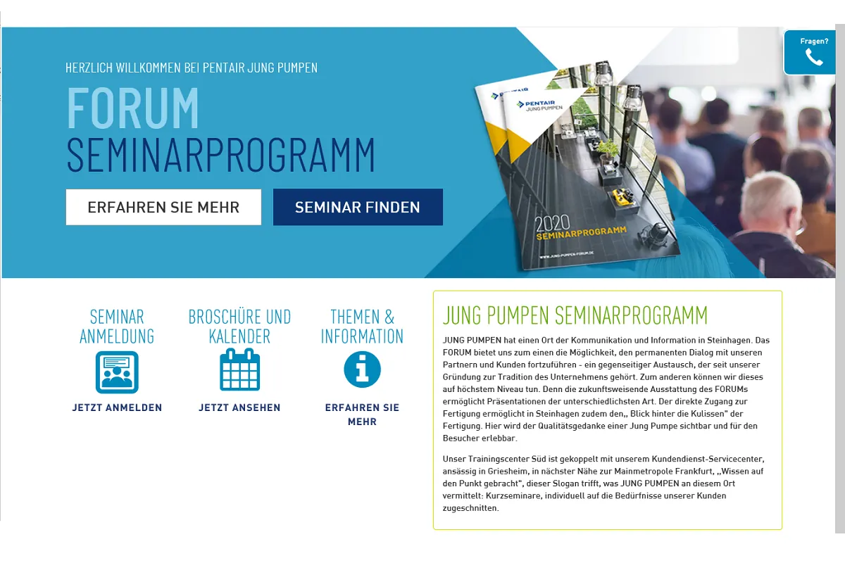 Seminarangebote 2020 von Pentair Jung Pumpen