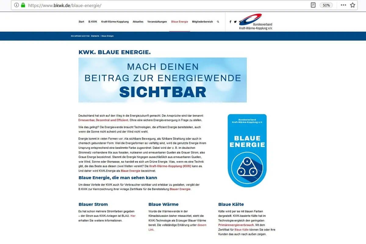 Neues KWK-Markenkonzept: „Blaue Energie“ beim B.KWK