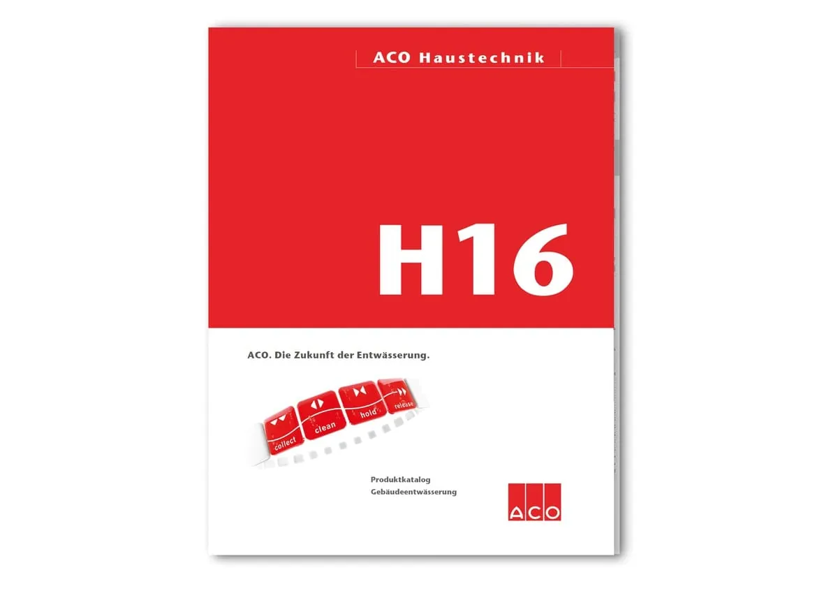 ACO Haustechnik: Neue Informationsunterlagen H16 und D16 für die Gebäudeentwässerung