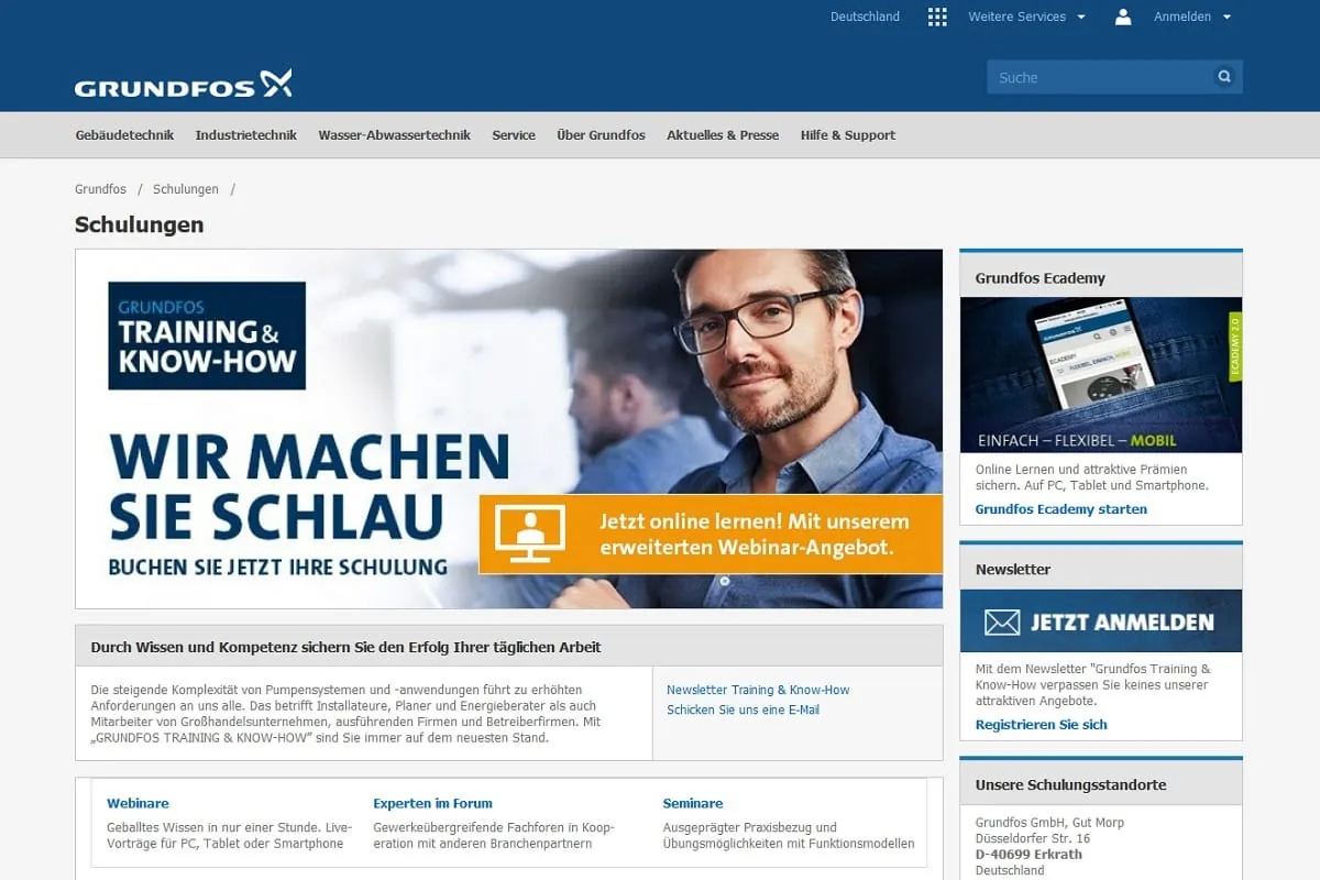 Grundfos: Zusätzliche Online-Schulungen statt Präsenzseminaren