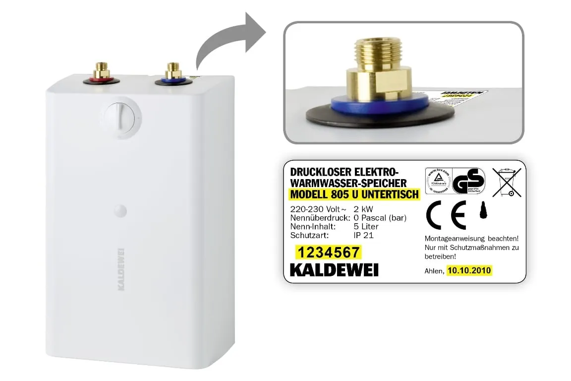 Kaldewei: Produktwarnung zu Elektro-Warmwasser-Speicher „Modell 805-U Untertisch“