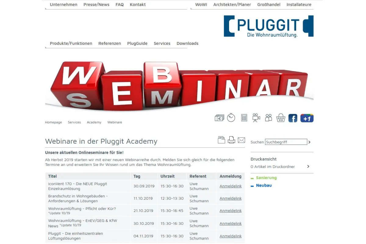 Neue Pluggit-Webinarreihe