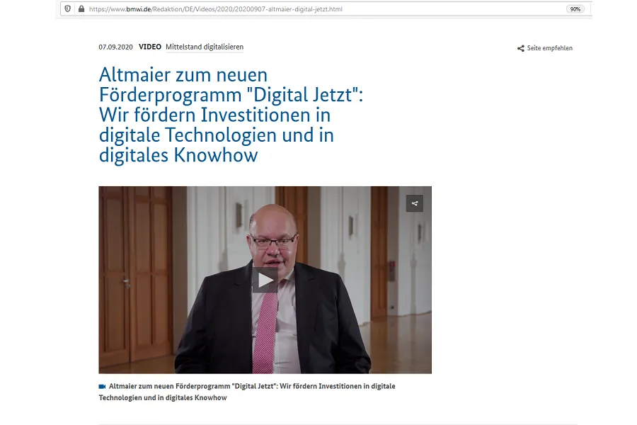 BMWi: Zuschussprogramm „Digital jetzt“
