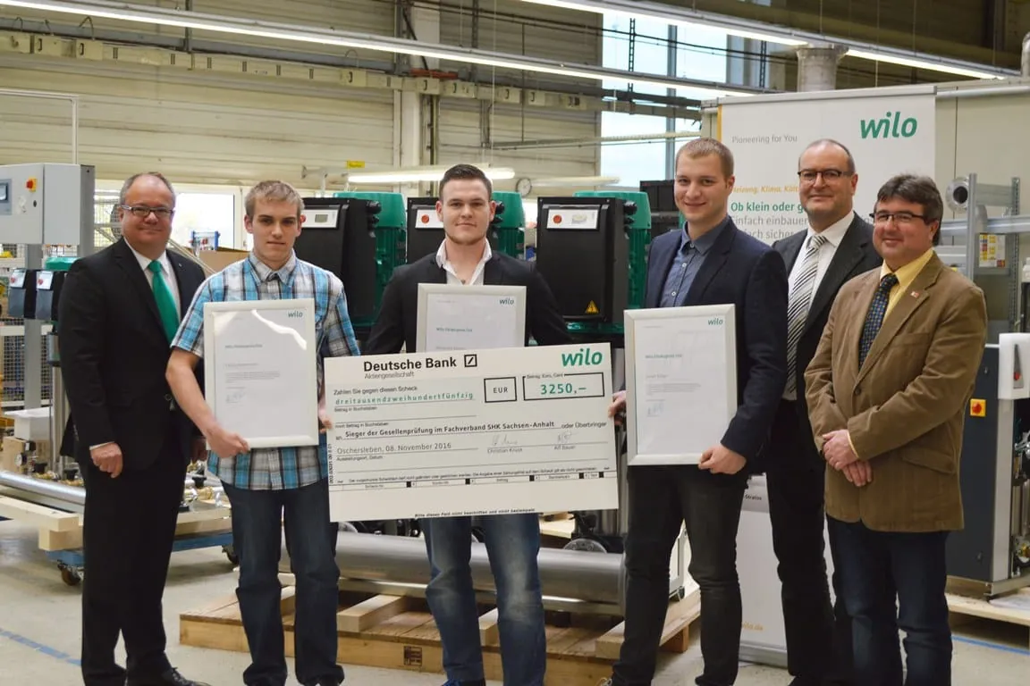 Wilo-Förderpreis Ost an SHK-Nachwuchs vergeben