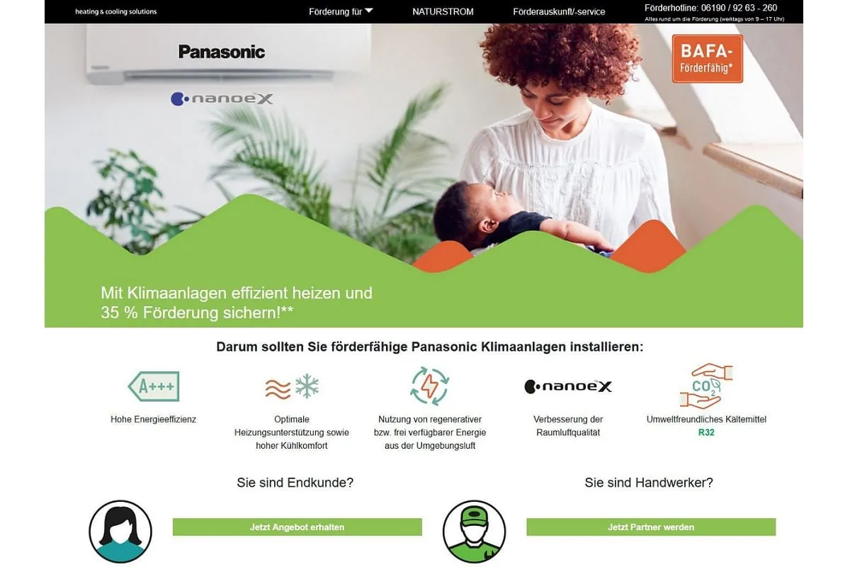 Panasonic: Förderservice für private und gewerbliche Klimasysteme