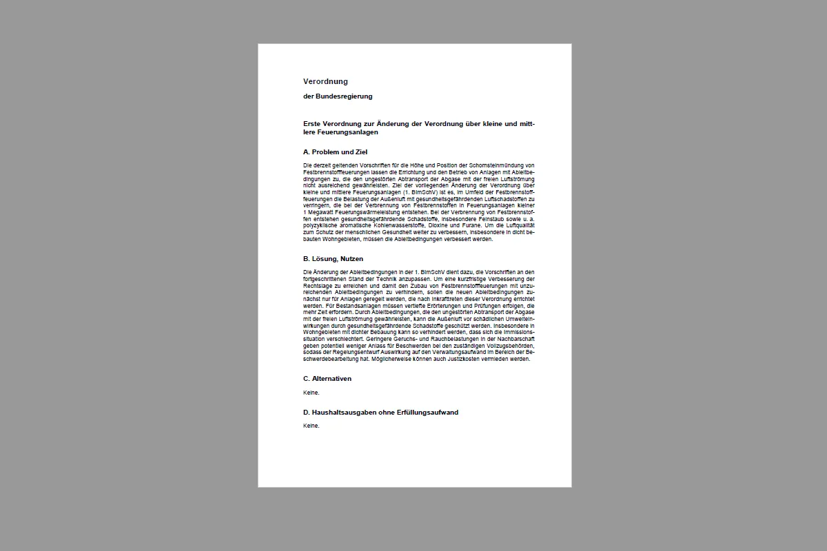 BMU: Neue Vorschriften für Schornsteine