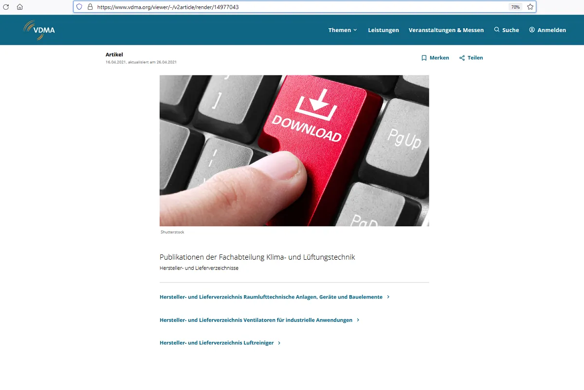 VDMA: Neuauflage Hersteller- und Lieferverzeichnisse