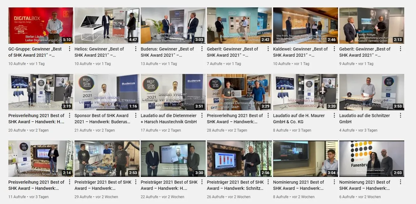 Filme zu den Preisverleihungen