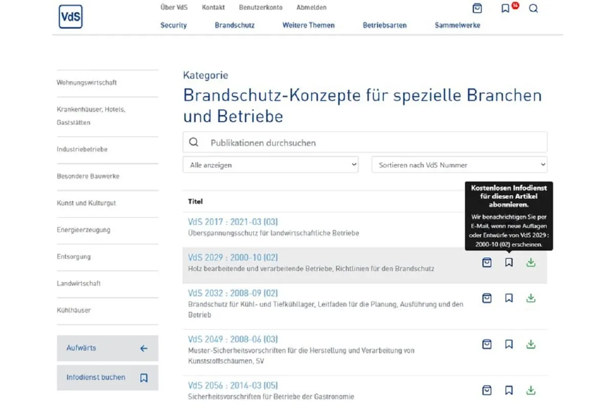 Kostenloser Infodienst zu VdS-Richtlinien