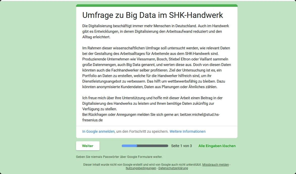 Umfrage zur Nutzung von Big Data im SHK-Handwerk