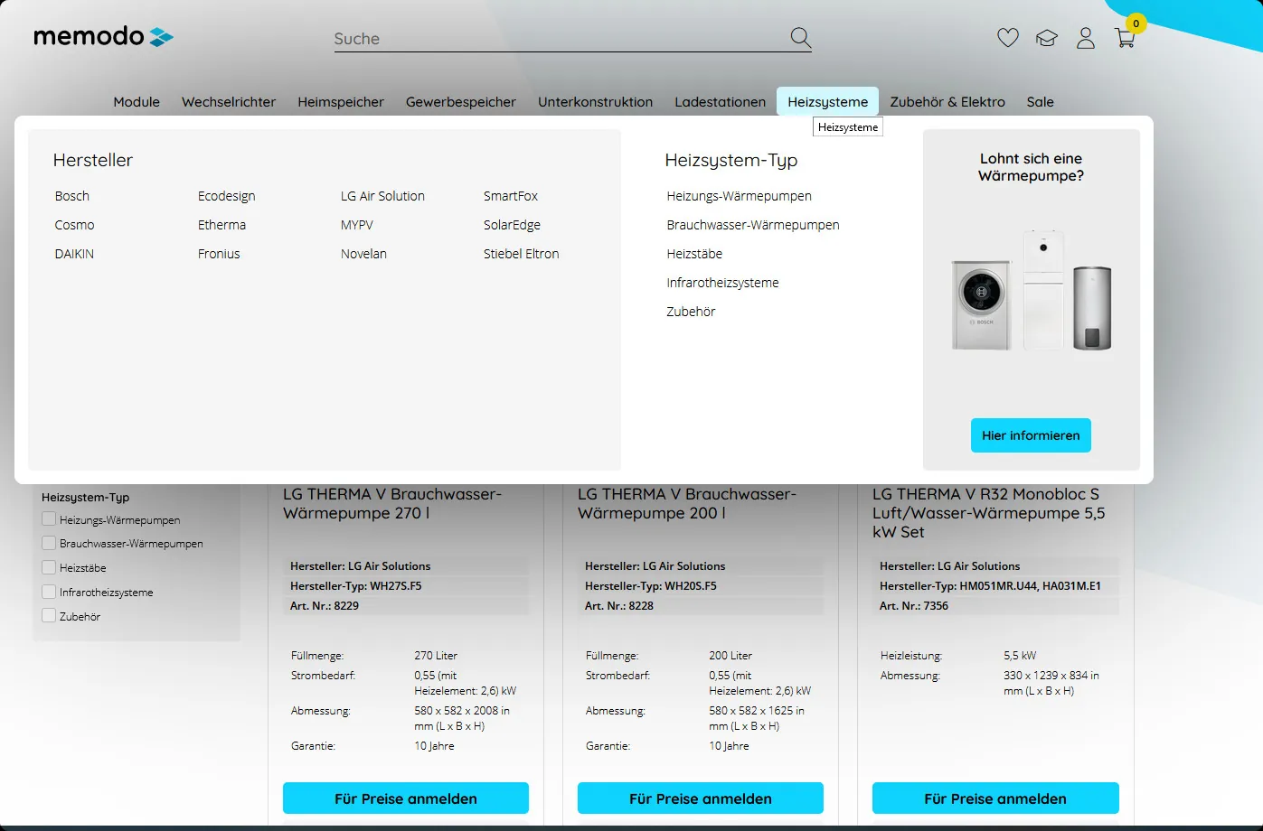 Memodo baut Handel mit Wärmepumpen massiv aus