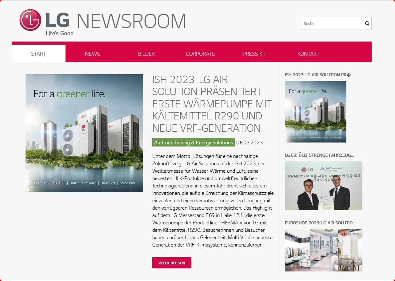 LG Air Solutions präsentiert Propan-Wärmepumpe und VRF-Klimasystem