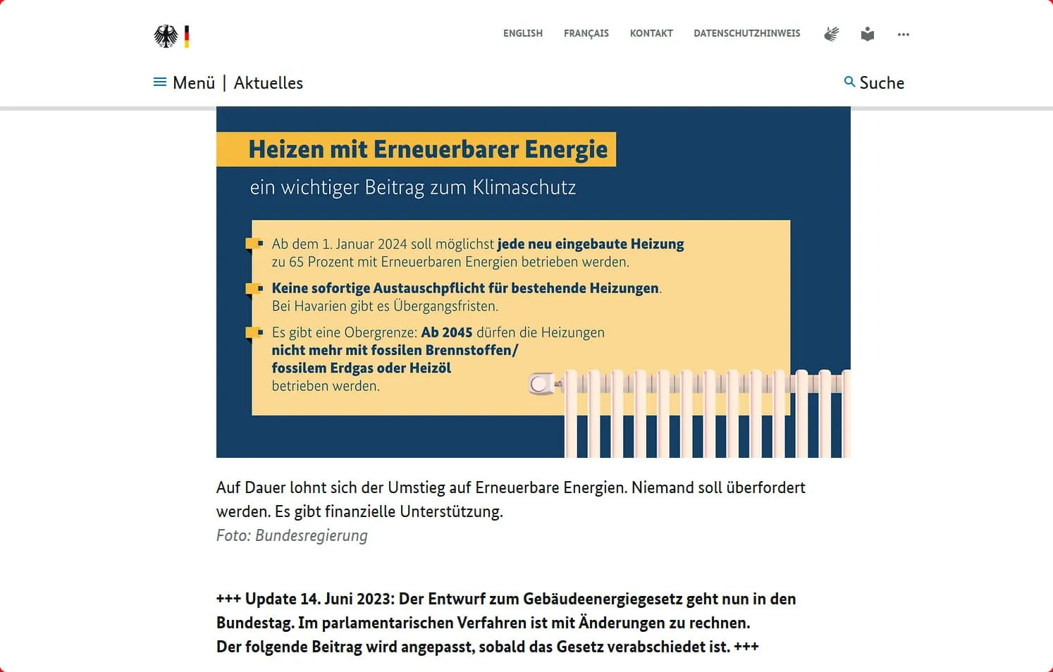 Das Gebäudeenergiegesetz im Bundestag
