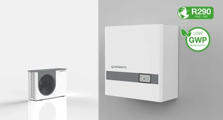 Luft/Wasser-Wärmepumpe von Waterkotte für Ein- und Zweifamilienhäuser in Monoblock-Bauweise, Modelle Basic Line Air Bloc 7008 und 7015