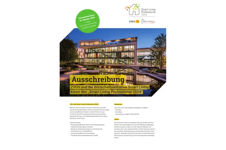 Der Smart Living Professional Award 2024 wird in drei Kategorien auf der Light+Building 2024 vergeben.