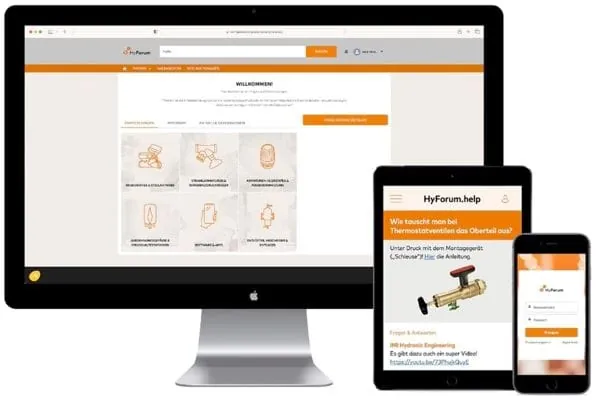 Desktop PV, Laptop, Smartphone mit Sreen von Infoportal HyForum