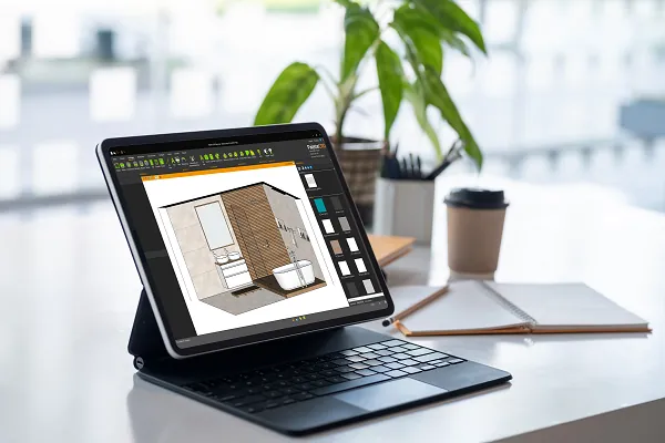 Tablet mit 3D-Badplanung
