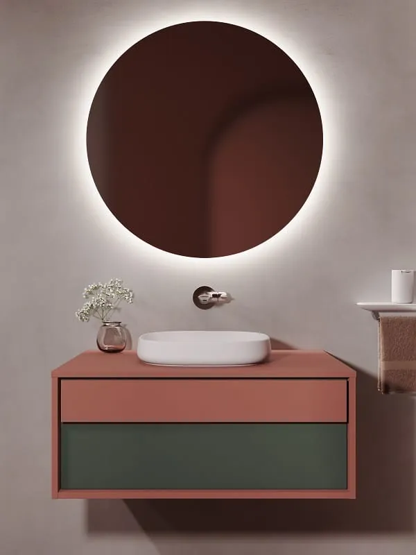 Frontalansicht einer Waschtischanlage aus einem G&auml;ste-WC aus der Serie Ordivis.