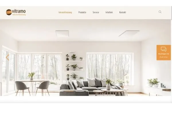 Die neue Vitramo-Internetseite: eine Informationsplattform rund um die Infrarot-Direktheizung.