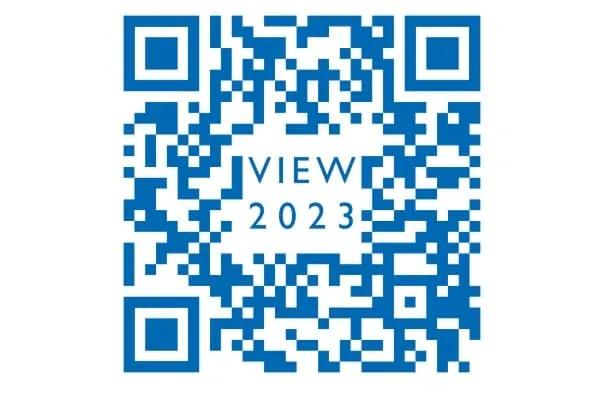QR-Code. Damit k&ouml;nnen sich Interessierte f&uuml;r die View 2023 anmelden. 