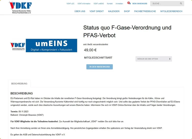 Online-Seminar "Status quo F-Gase-Verordnung und PFAS-Verbot"