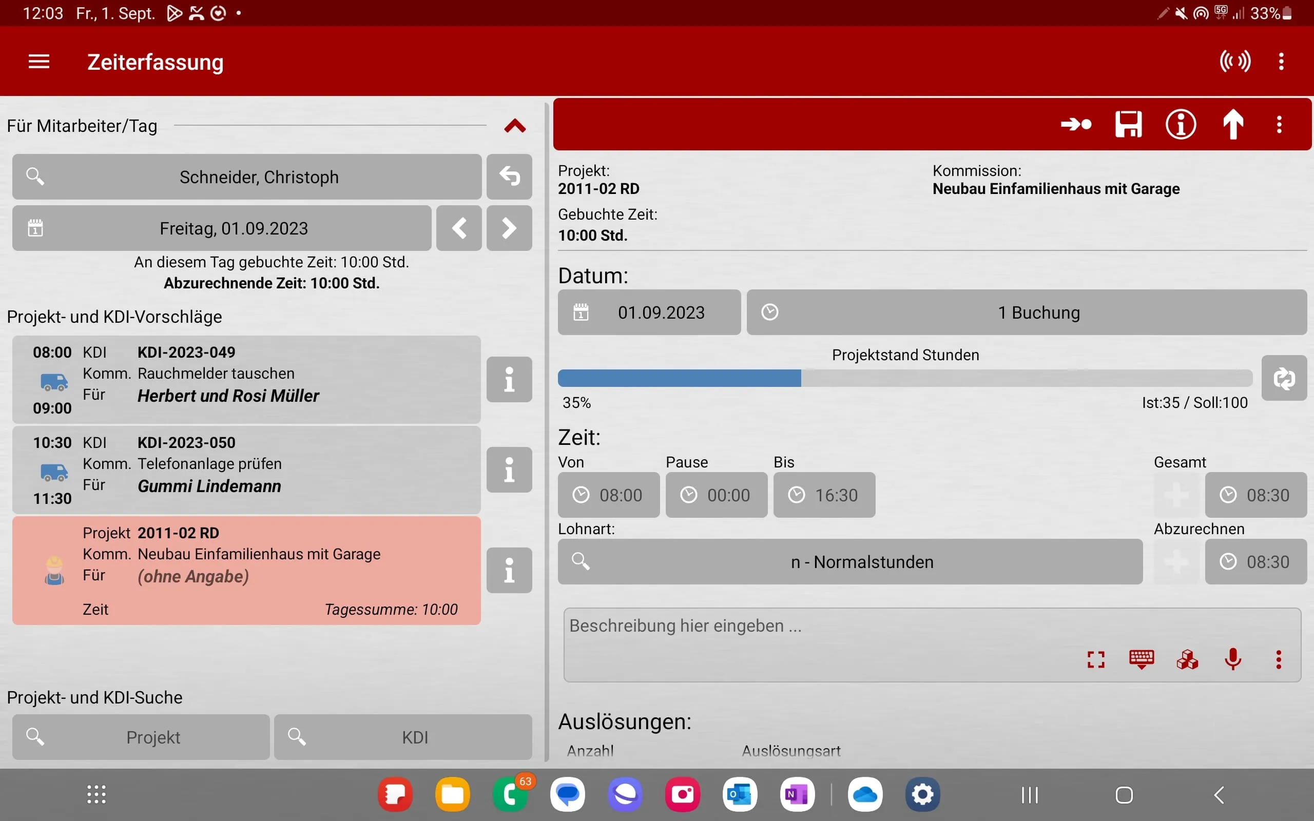 Elektronische Zeiterfassung mit Stempel-Programm