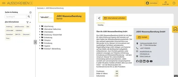 Auf der Plattform ausschreiben.de stellt Judo ab sofort s&auml;mtliche Produktinformationen zur Verf&uuml;gung.