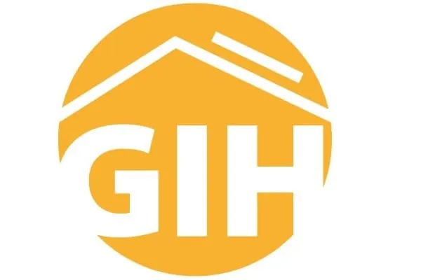 gelbes Logo mit wei&szlig;em Schriftzug GIH -Energieberatendenverband