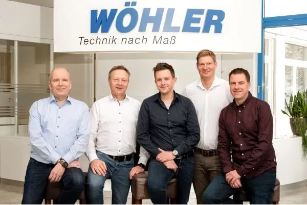 Die neue Geschäftsführung der Wöhler Technik GmbH: Elmar Schrader, Johannes Lötfering, Dr. Michael Poeplau, Brian Gebers und Christian Beyerstedt (v. l.)