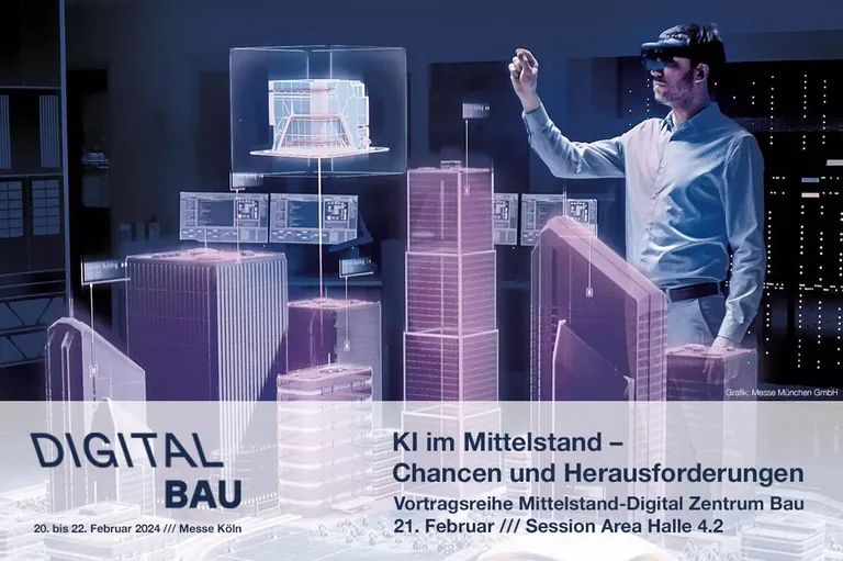 Das Mittelstand-Digital Zentrum Bau ist Partner der digitalBAU 2024 und wird auf der Messe einen Eindruck dar&uuml;ber vermitteln, welche Rolle KI f&uuml;r den Mittelstand im Bauwesen spielen kann.