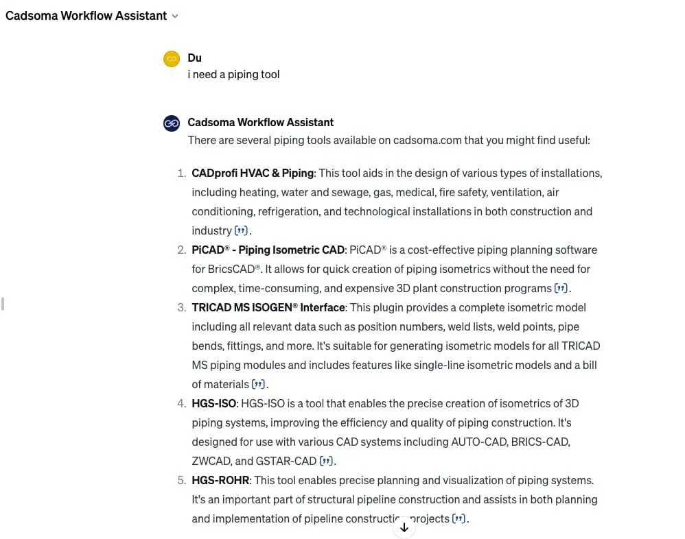 Mit Chatbot schnell zum richtigen CAD-Tool