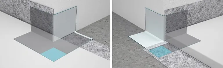 Anwendungsbeispiele der neuen „Aquaproof V-Ecke teileingelassen“.