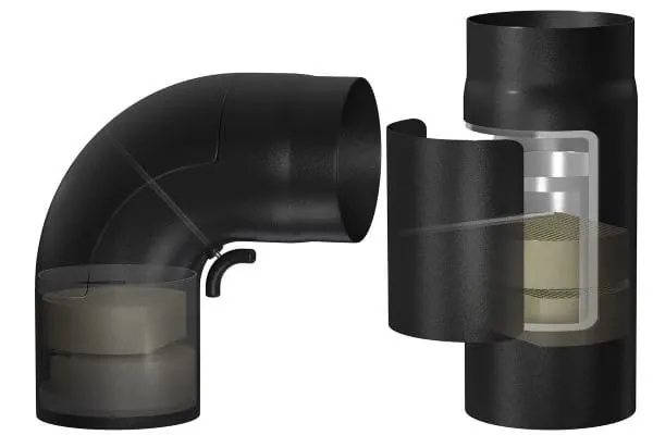 Grafik Katalysator im Rauchrohr ofen zur Minderung von Staub im Abgas von Kleinfeuerungen