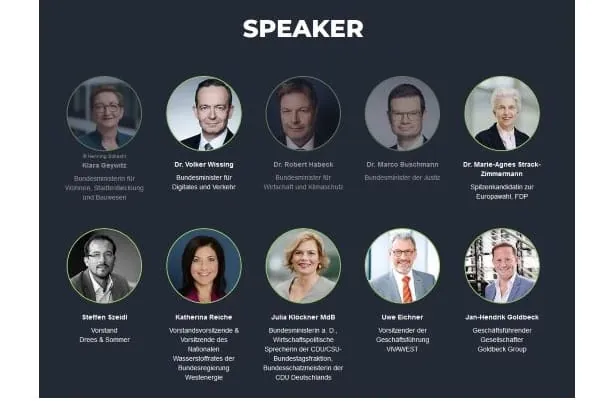 Screenshot www.80-sekunden.de. Die Speaker: Den Machern von „80 Sekunden – Neues Bauen“ ist es wichtig, für ein neues Bauzeitalter alle an einen Tisch zu holen – die Spitzenpolitik, die Wirtschaft und die Wissenschaft.