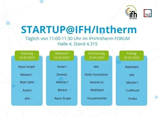 Insgesamt zw&ouml;lf Start-ups werden ihre innovativen L&ouml;sungen w&auml;hrend der IFH/Intherm in N&uuml;rnberg auf der B&uuml;hne des Forum vorstellen.