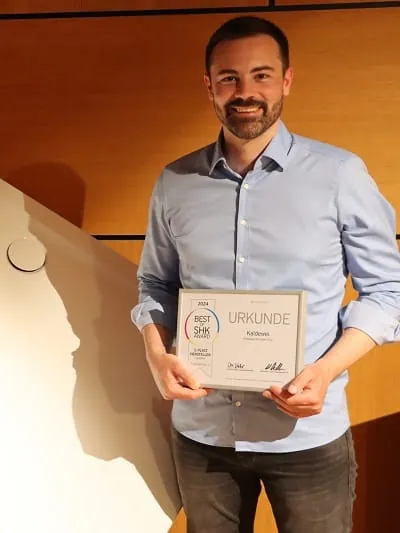 3. Platz „Sanitär“ für Kaldewei mit „Kaldewei Invisible Grip“: Kaldewei-Produktmanager Christoph Hofschneider.