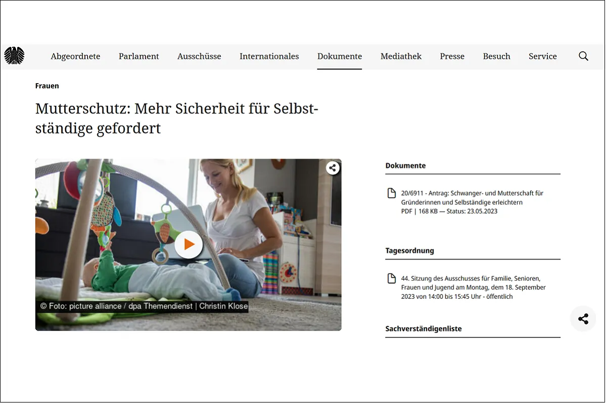 Mutterschutz für Gründerinnen und Selbstständige erleichtern