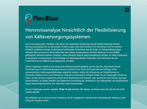 Die „FlexBlue“-Umfrage geht der Frage nach: Wo liegen Hemmnisse bei der Flexibilisierung von Kälteversorgungssystemen?