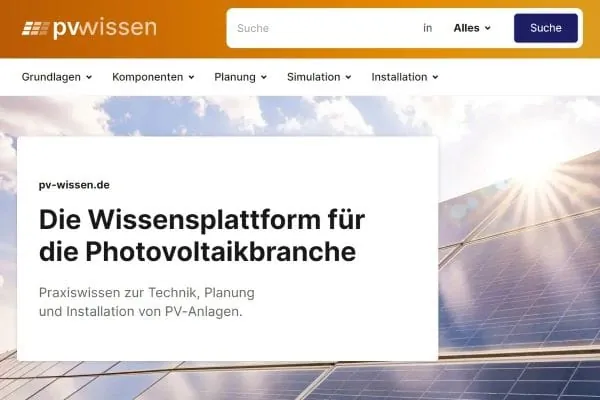 Screenshot Sartseite www.pv-wissen.de