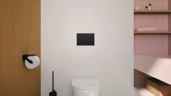 Die WC-Bet&auml;tigungsplatten sind ab sofort in allen Dornbracht-Oberfl&auml;chen erh&auml;ltlich. Hier zu sehen in Schwarz matt.