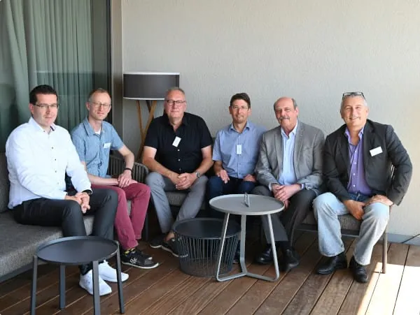 Die Referenten Bj&ouml;rn Wolff, Hottgenroth Software AG, Jens Schuberth, UBA, Claus H&auml;ndel, FGK e. V., Philippe Redlich, Energieconsulting & Management, Clemens Schickel, BTGA e. V., Detlef Malinowsky, IBDM GmbH (v. l.).