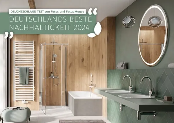 HSK Duschkabinenbau erhielt von Focus Deutschland Test die Auszeichnung „Deutschlands Beste – Nachhaltigkeit“.
