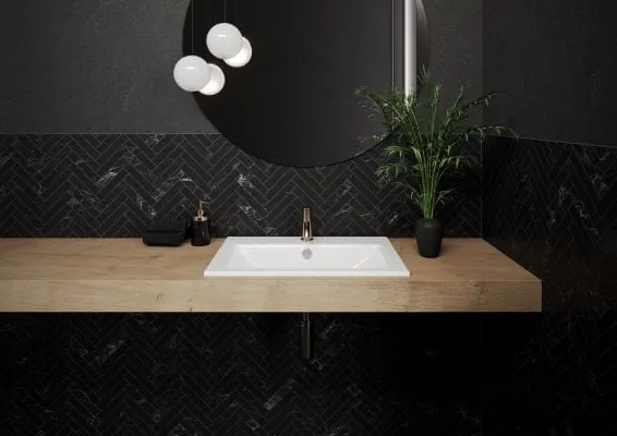 Auch die neuen Einbauwaschtische Kaldewei Object R und Kaldewei Object&nbsp;Q (Bild) &uuml;berzeugen durch ihre robuste, lang&shy;lebige Oberfl&auml;che aus Stahl-Emaille. 