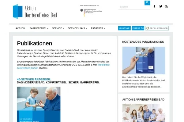 Screenshot: Die von VDS und ZVSHK gegründete Aktion Barrierefreies Bad bietet ein Marktpartnerpaket für eine gezielte Endverbraucheransprache für Fachhandwerk und Großfachhandel.