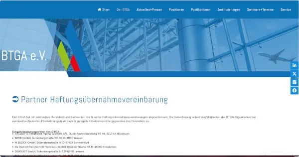 Saint-Gobain hat als Partner des BTGA haben die Haftungsübernahmevereinbarung erneuert.
