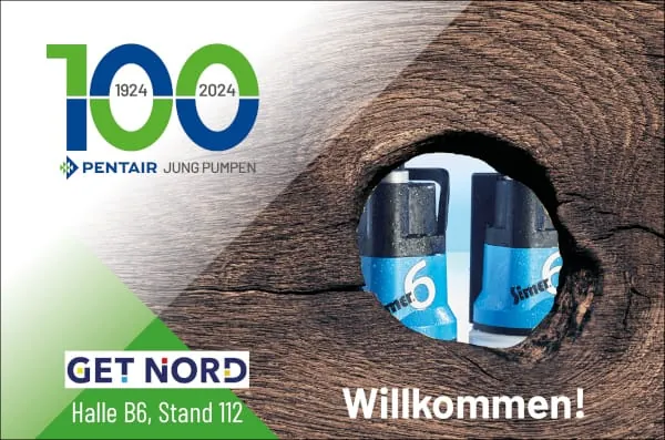 100 Jahre Jung Pumpen ist nicht nur ein Anlass zum Feiern für das Unternehmen. Pentair Jung Pumpen stellt auf der GET Nord 2024 zudem seine Neuheiten in der Gebäudeentwässerung vor.